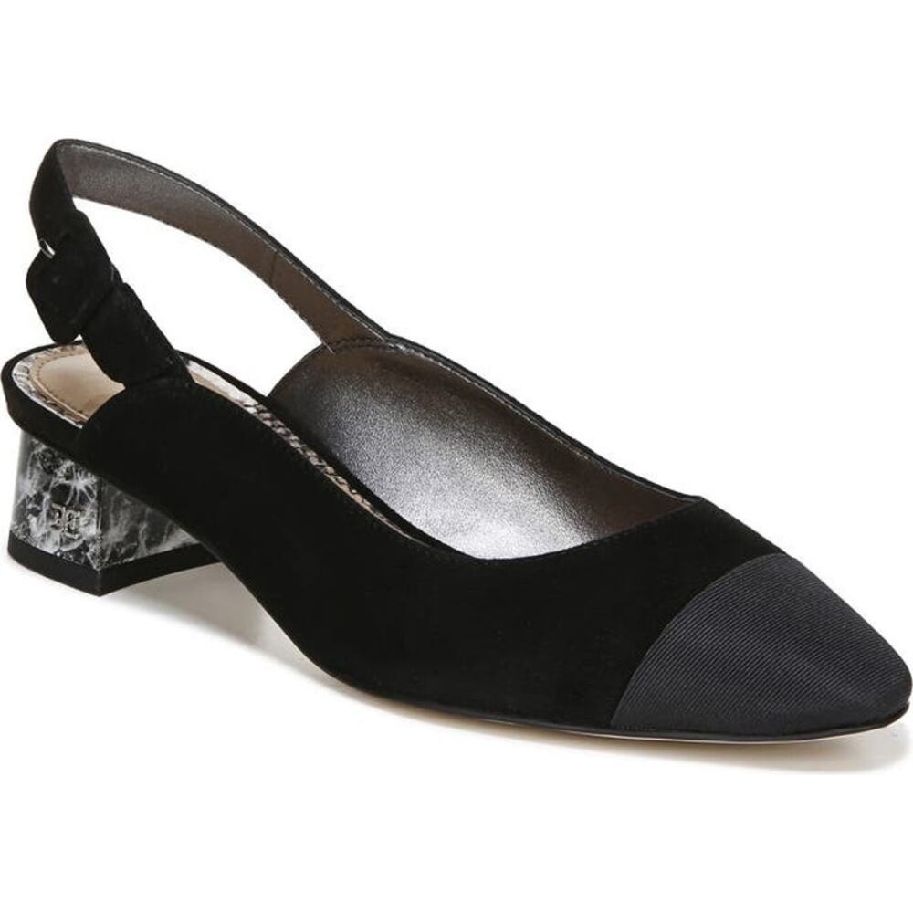 SAM EDELMAN NWOT/NWOB Sadira Black Cap Toe Sling Back Heels Size 9 Quiet Luxury - Picture 16 of 16